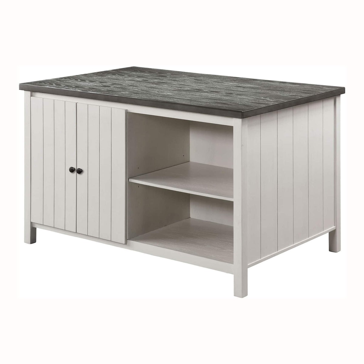 Counter Height Dining Table with Storage Cabinet Base - Dark Gray / Off White, photo 2 of 6