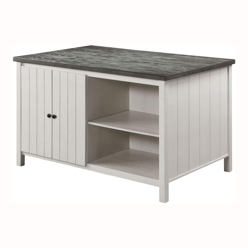 Counter Height Dining Table with Storage Cabinet Base - Dark Gray / Off White, photo 2 of 6