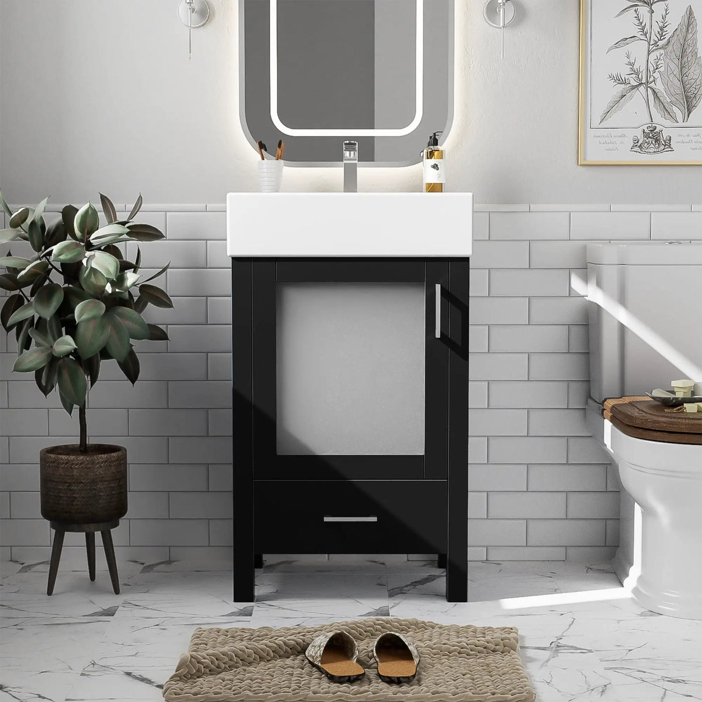 Bathroom Vanity With Ceramic Sink And Ample Storage, Ideal For Small Bathrooms by Unique Piece Furniture
