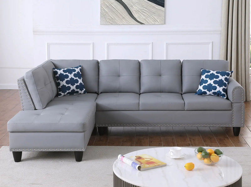 Irine - Sectional Sofa With Ottoman - Gray by HouseOfZazla