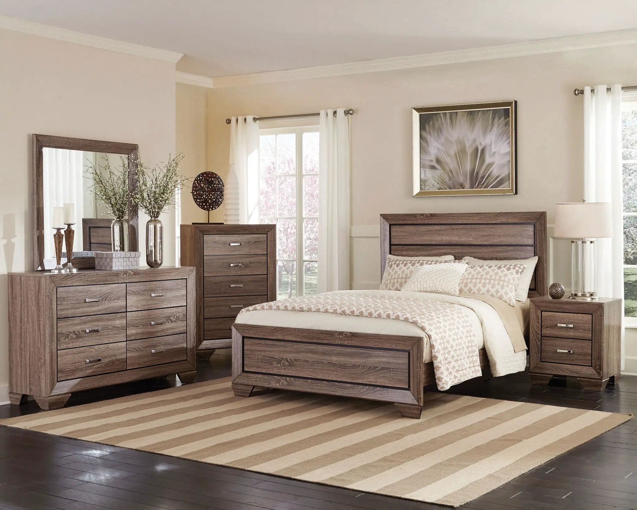 Kauffman 5-piece Queen Bedroom Set Washed Taupe by Unique Piece Furniture