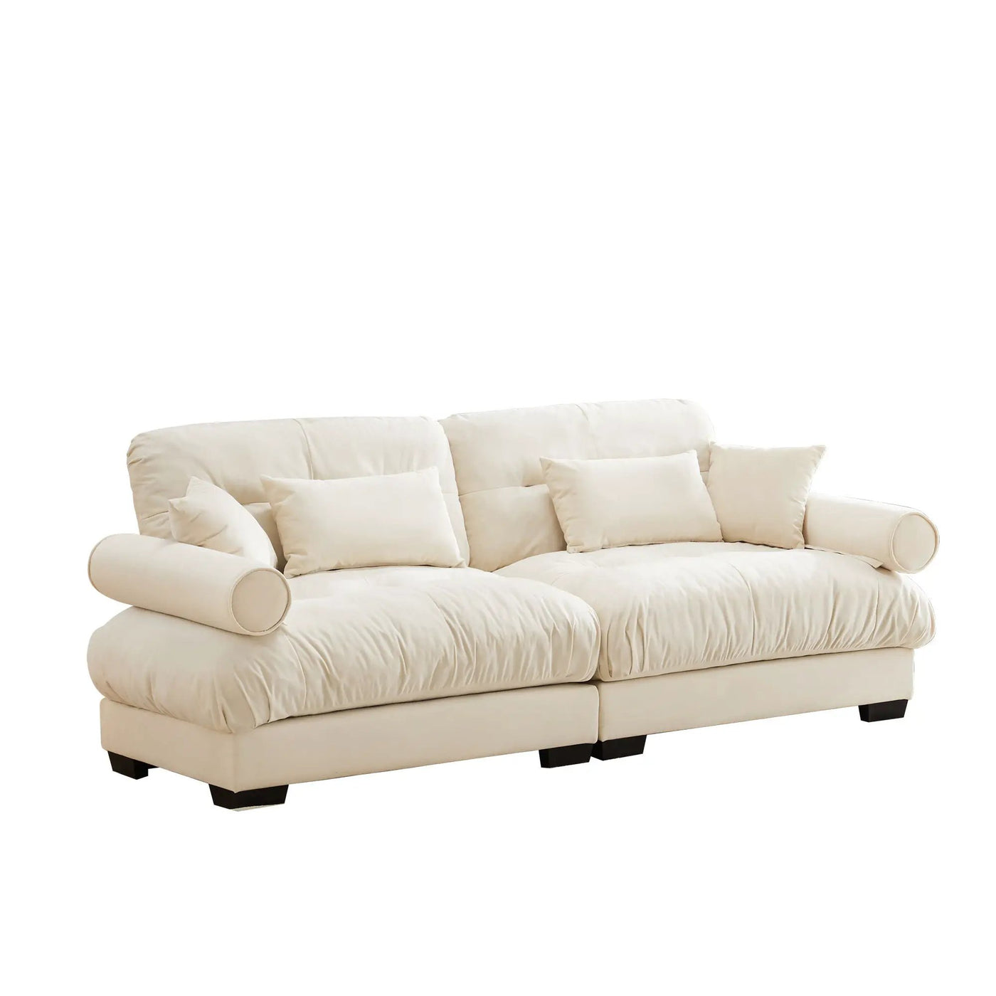 Modern Sofa With Bolstered Armrests And Pillows by HouseOfZazla