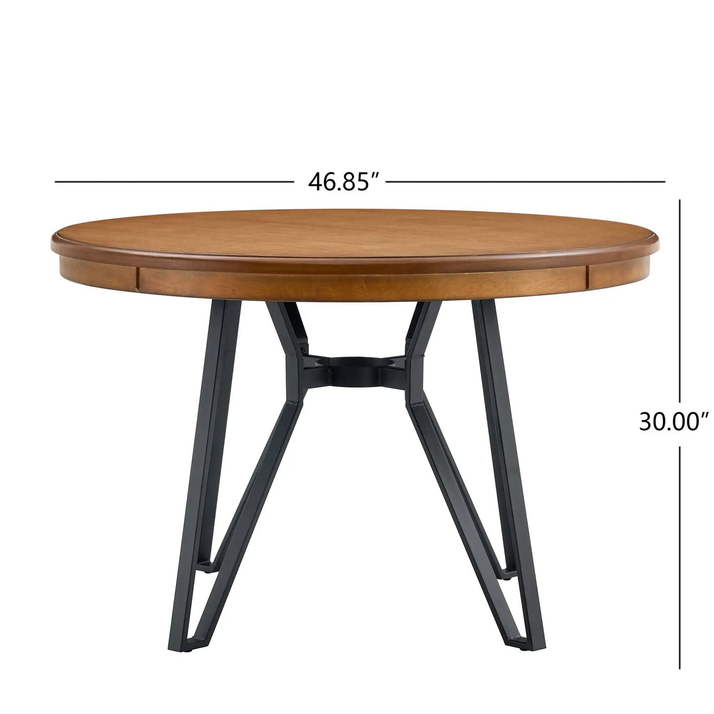 Mid Century Modern Round Dining Table with Metal Legs and Open Shelf by HouseOfZazla