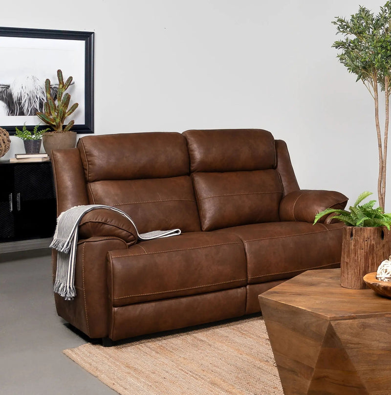 Ellington Upholstered Padded Arm Loveseat Dark Brown by Unique Piece Furniture