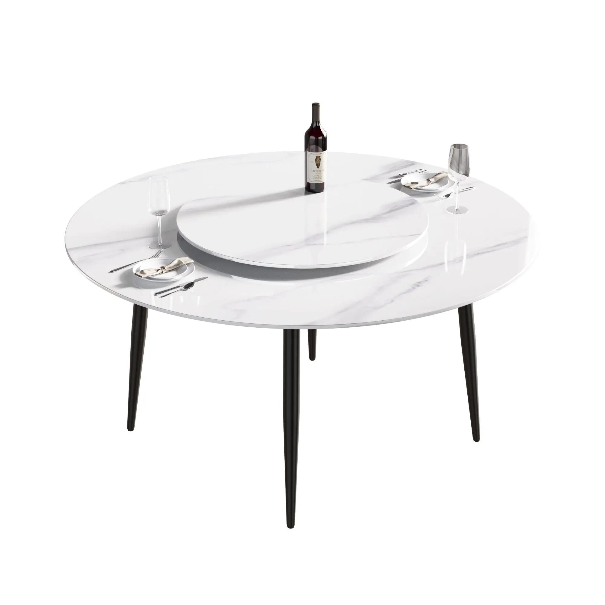 Modern Artificial Stone Round Dining Table, Can Accommodate 6 People Artificial Stone Turntable - by HouseOfZazla