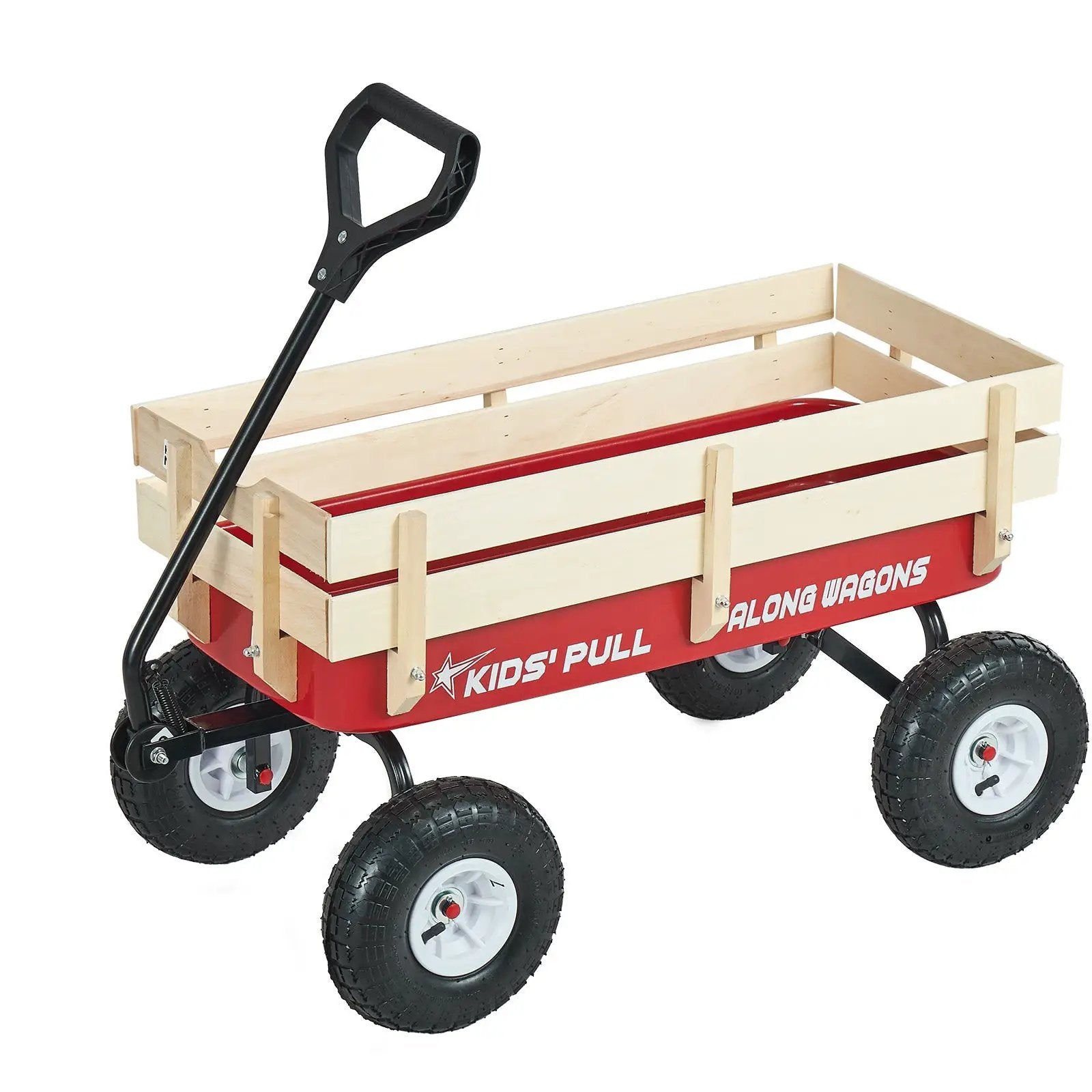 Pull-Along Wagon for Kids, 39 Inch Toddler Wagon with Wooden Panels & Handle by HouseOfZazla