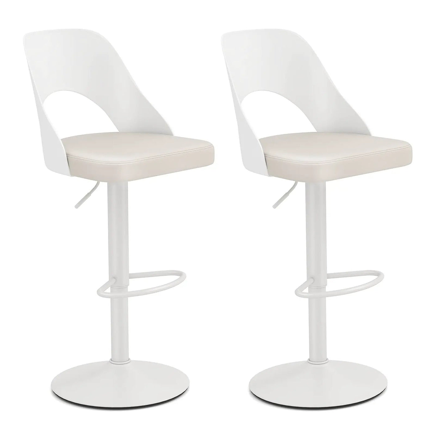 Bar Stools Set of 2 with Enlarged PU Leather Seat and Footrest by DirectDeals