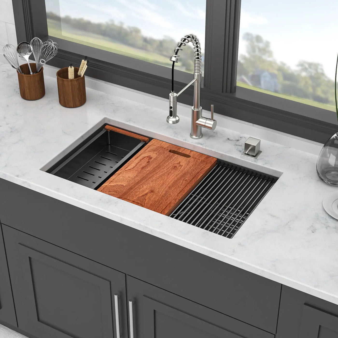 Workstation Kitchen Sink, Single Bowl Undermount by HouseOfZazla