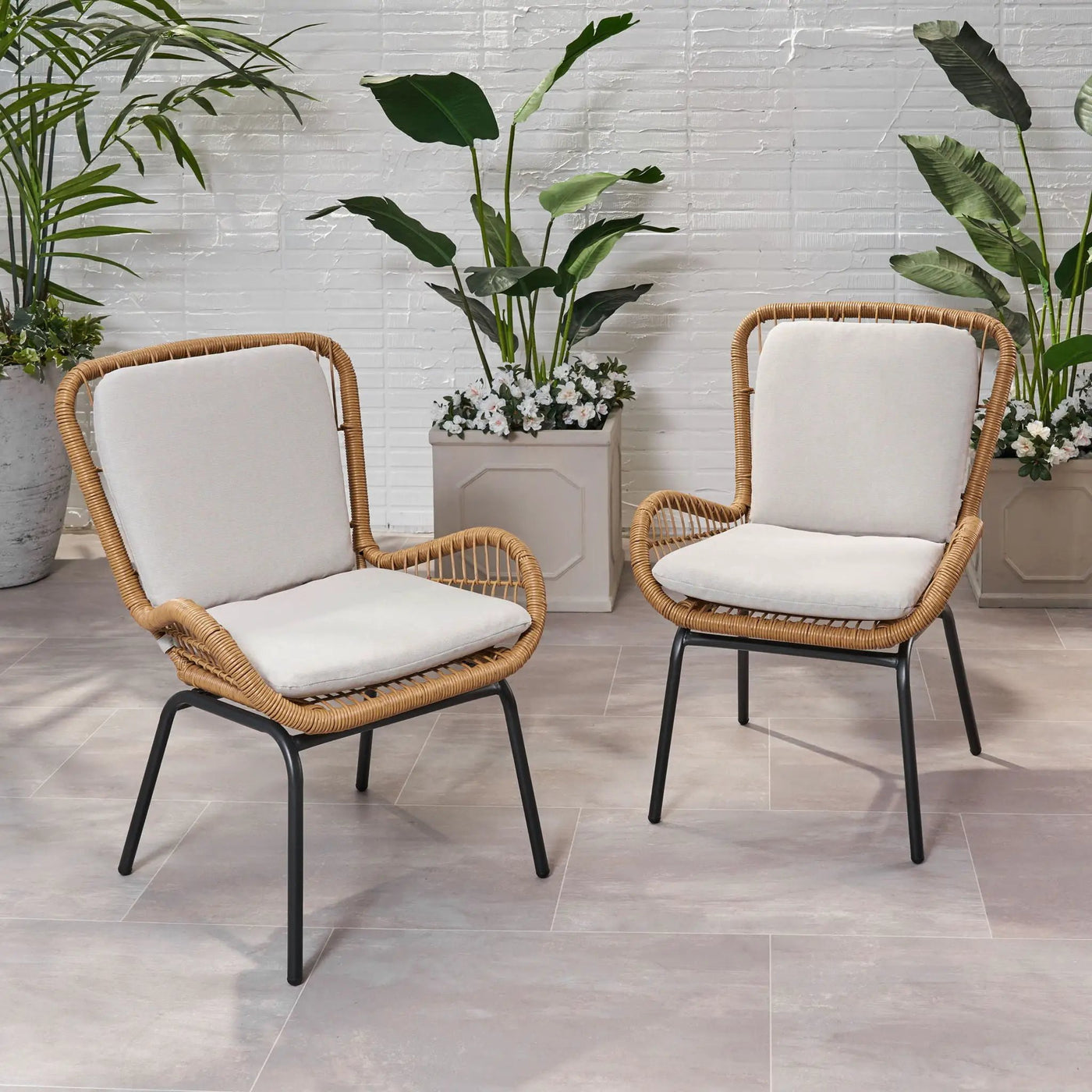 Outdoor Wicker Club Chair With Cushions (Set of 2) by HouseOfZazla
