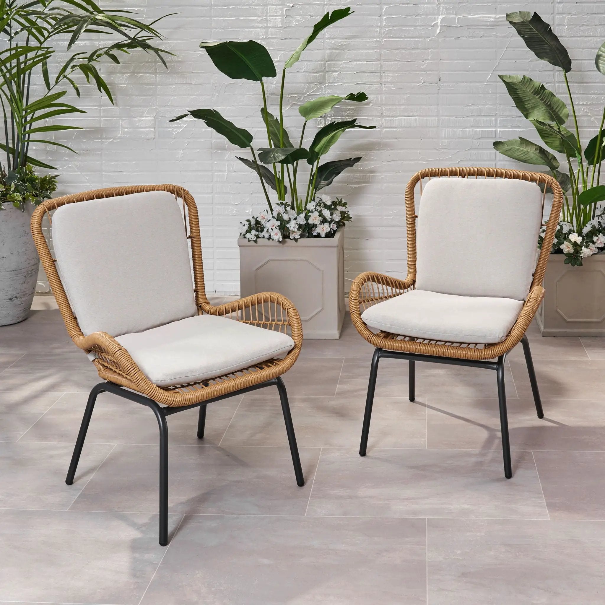 Outdoor Wicker Club Chair With Cushions (Set of 2) by HouseOfZazla
