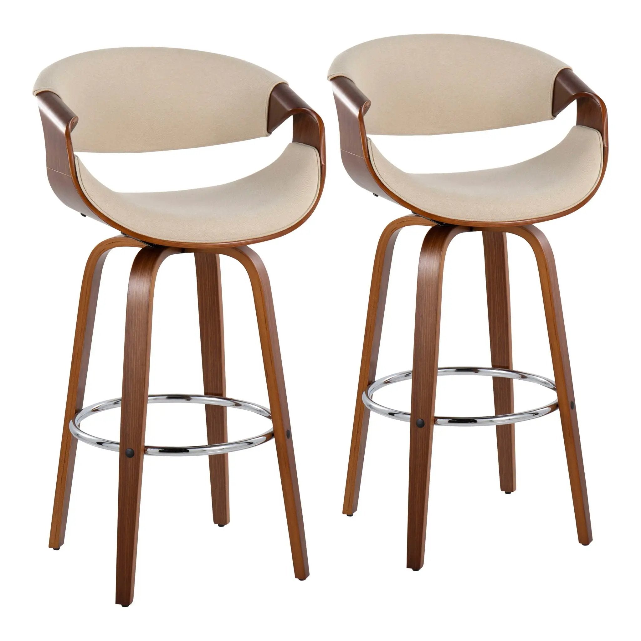 Curvini Mid - Century Modern Fixed Height Barstool With Swivel (Set of 2) by Unique Piece Furniture