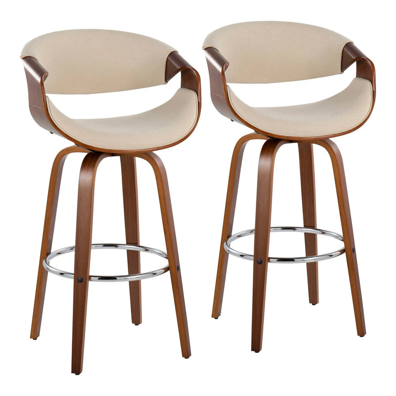 Curvini Mid - Century Modern Fixed Height Barstool With Swivel (Set of 2) by Unique Piece Furniture