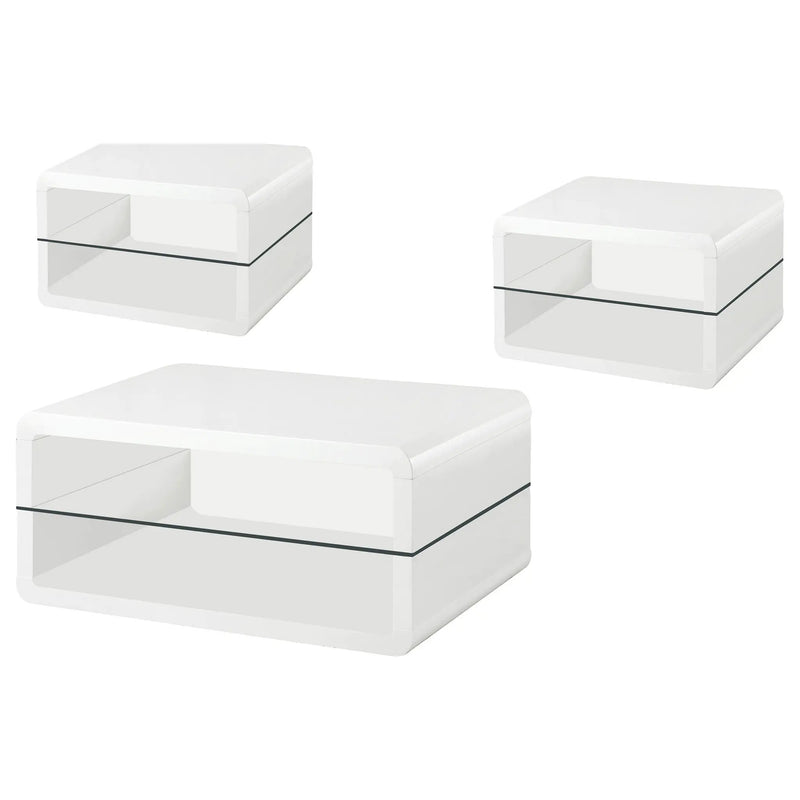 Elana 3-piece Coffee and End Table Set White High Gloss by Unique Piece Furniture