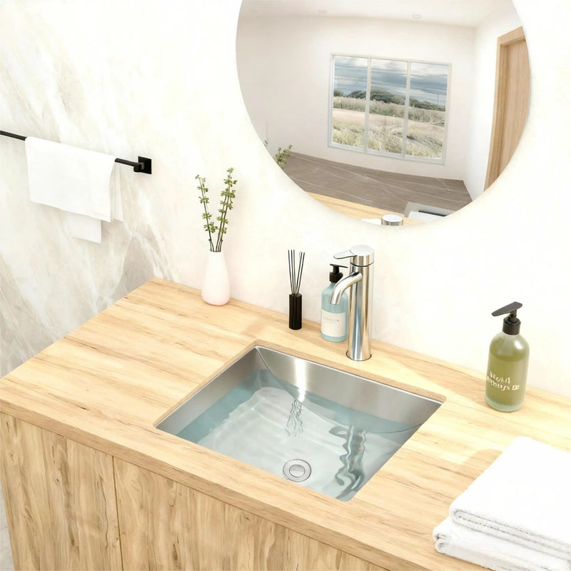 Undermount Bathroom Sink With Pop Up Drain, Brushed Nickel by HouseOfZazla