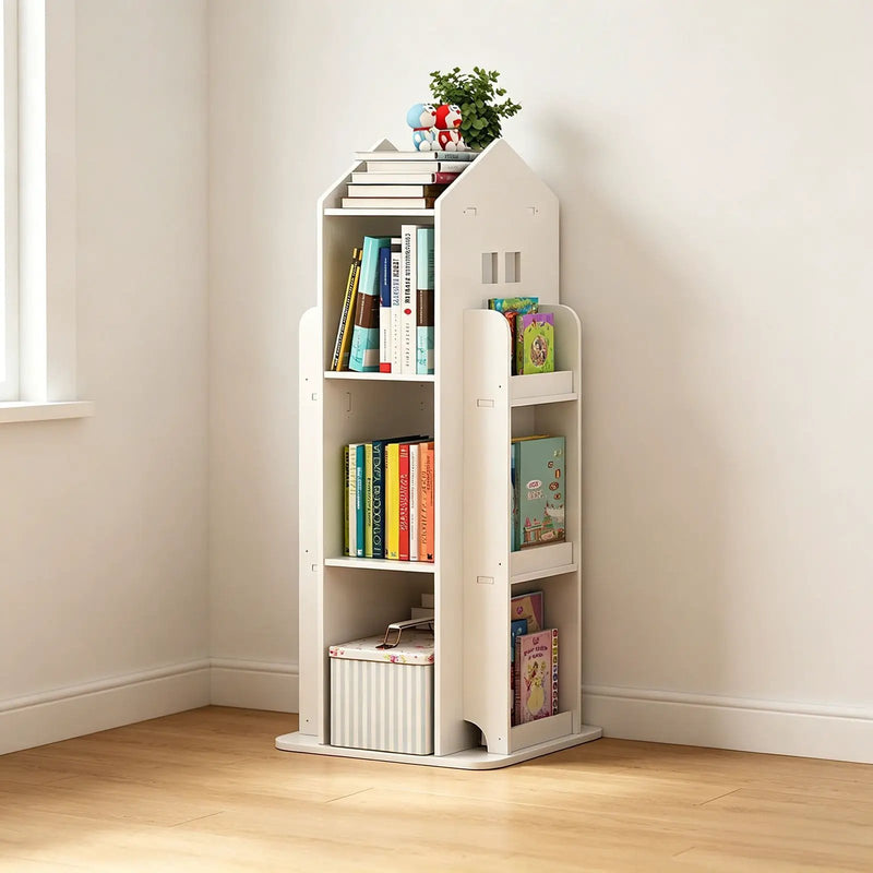 4-Tier Rotating Bookshelf for Bedroom and Living Room by HouseOfZazla