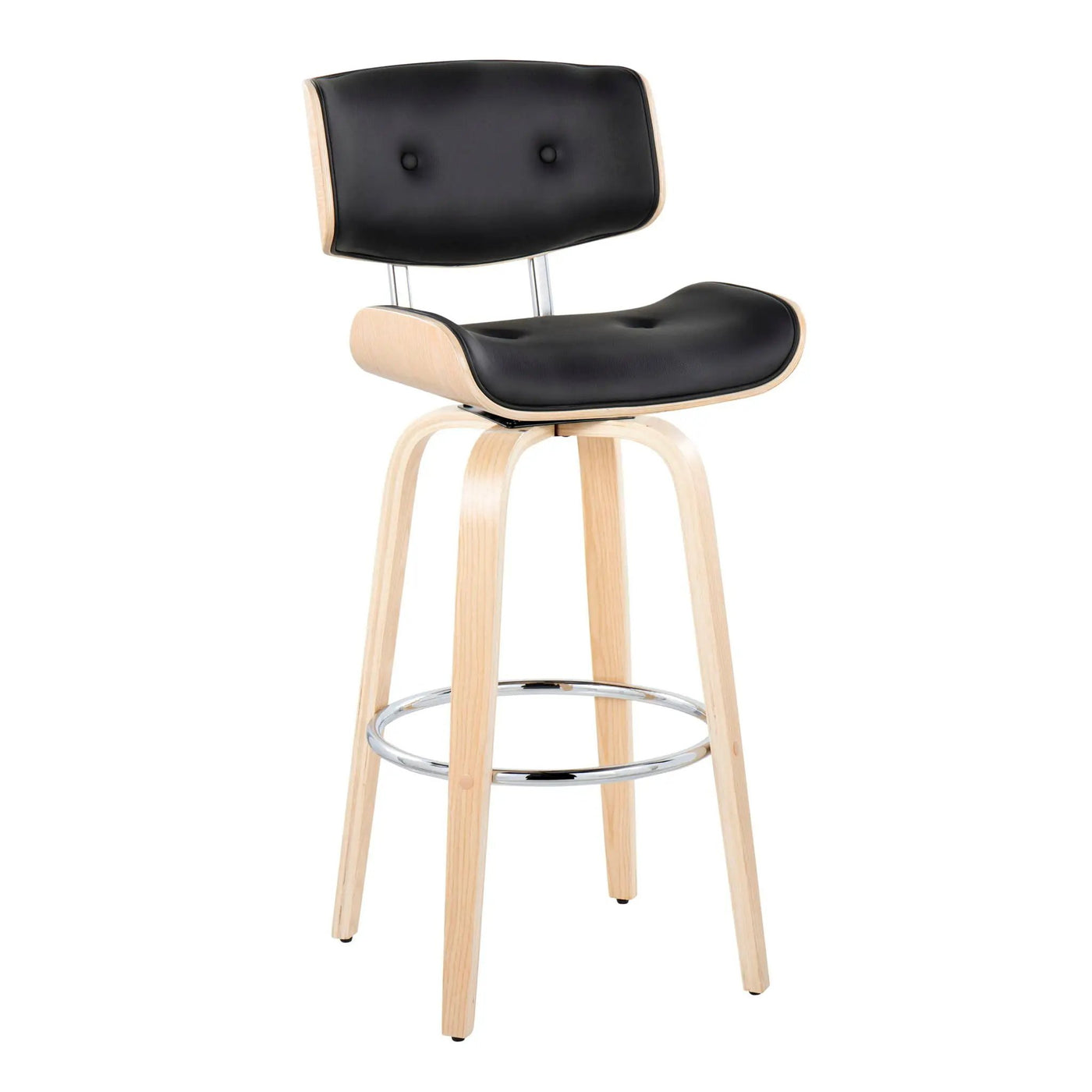 Lombardi - Mid Century Modern Fixed Height Barstool With Swivel With Round Footrest (Set of 2) by HouseOfZazla