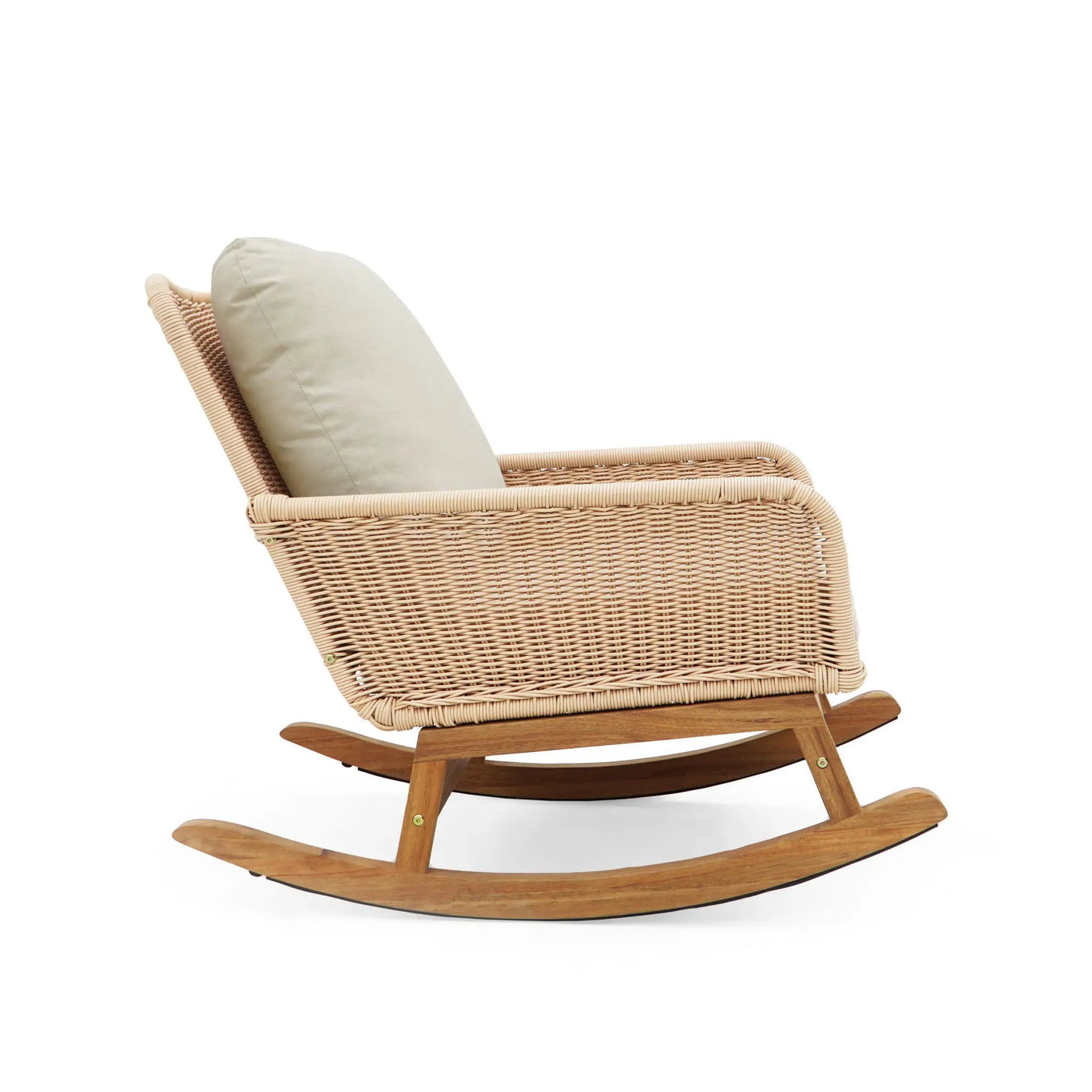 Contemporary Minimalist Wicker Rocking Chair With Soft Cushions by HouseOfZazla