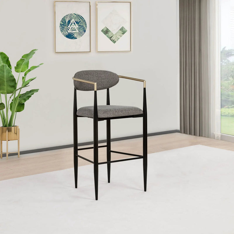 Tina Fabric Upholstered Bar Chair Dark Grey (Set of 2) by Unique Piece Furniture