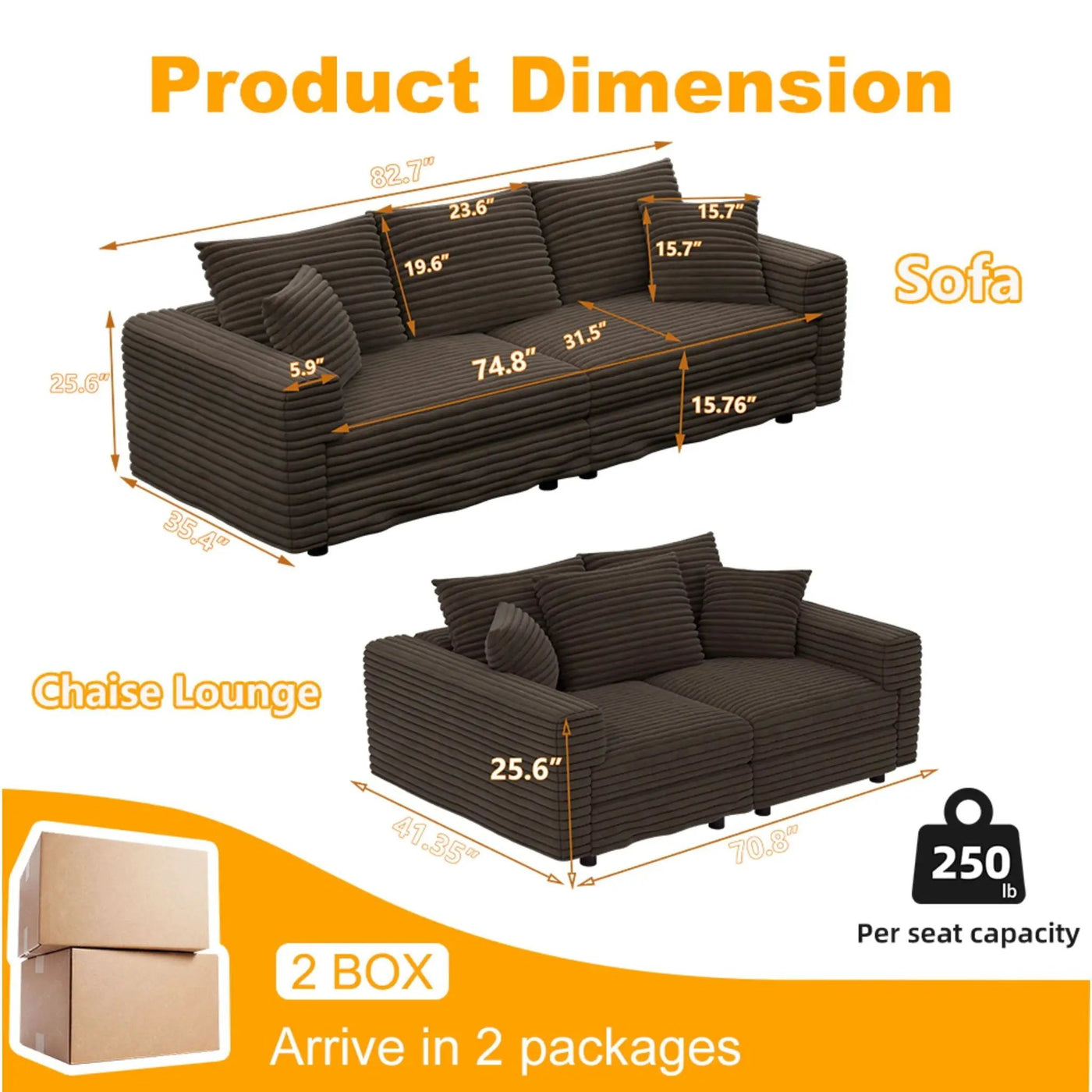 4 Seat Modern Comfy Upholstered Sofa Cloud Couch by HouseOfZazla