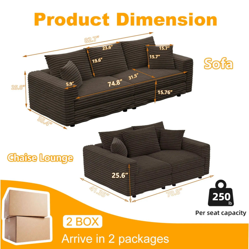 4 Seat Modern Comfy Upholstered Sofa Cloud Couch by HouseOfZazla