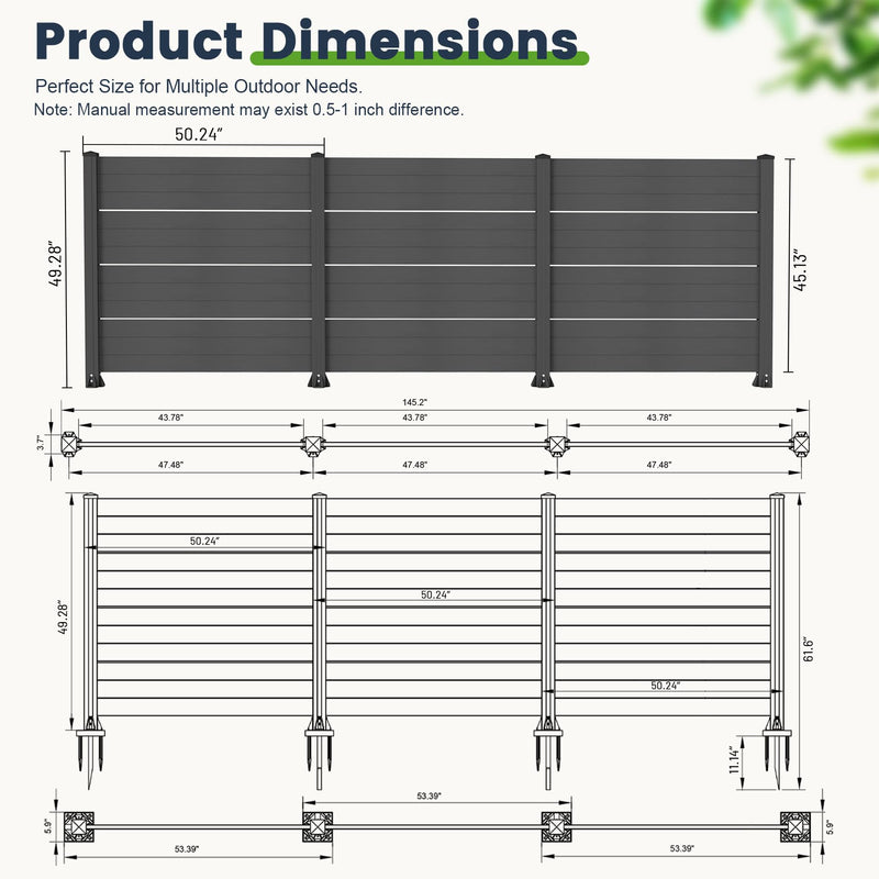 50" W x 49" H Outdoor Privacy Screen with Aluminum Posts by HouseOfZazla