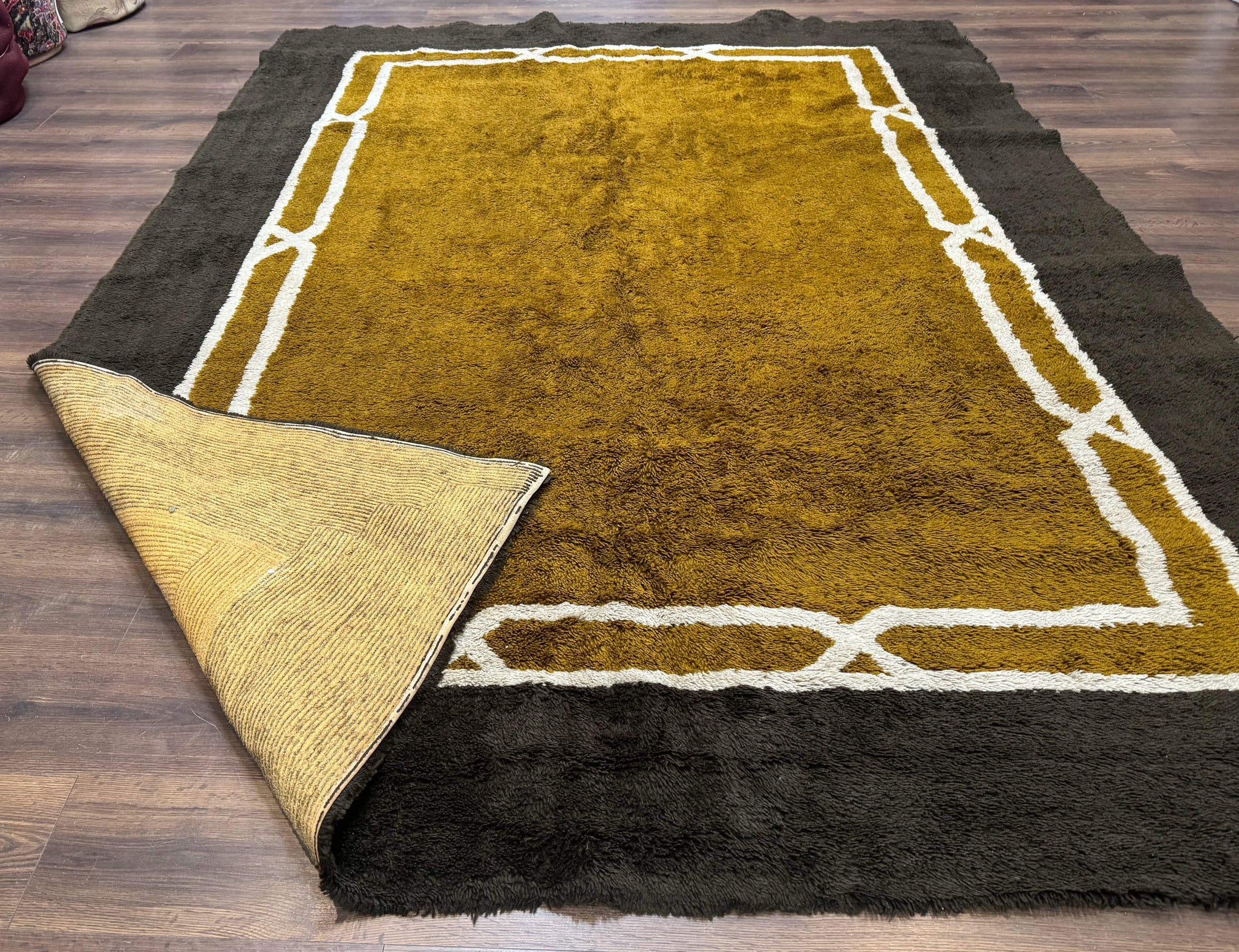 Mid Century Shag Rug 8x11, Large Vintage Shag Rug, Open Field, European Shag Rug by Jewel Rugs