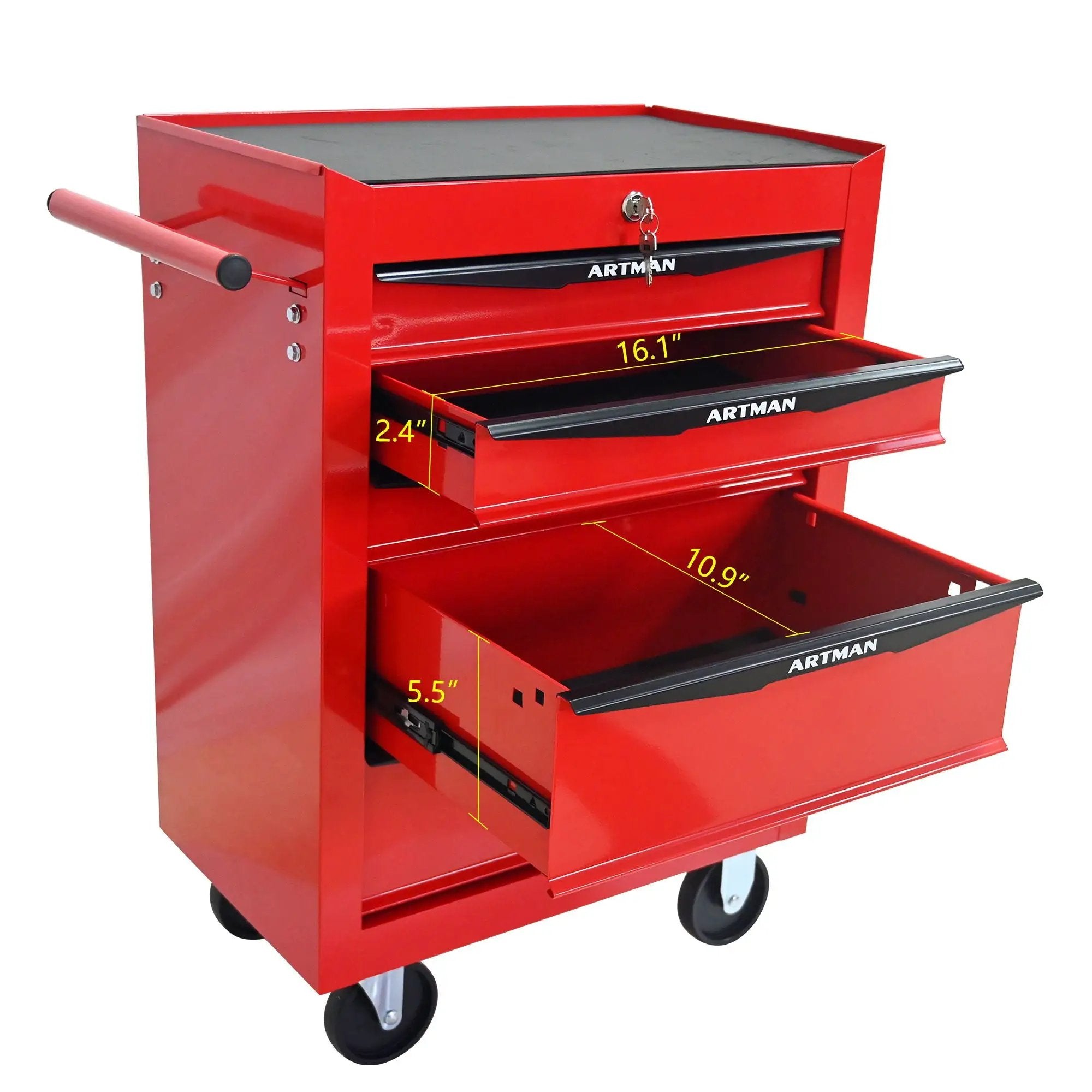 Rolling Metal Tool Chest With Drawers, Steel Storage Cabinet With Ball Bearing Slides by HouseOfZazla