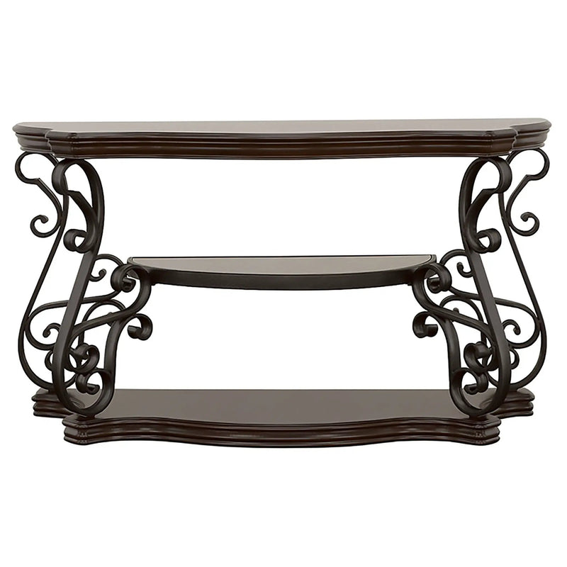 Laney Scrollwork Entryway Sofa Console Table Deep Merlot by Unique Piece Furniture