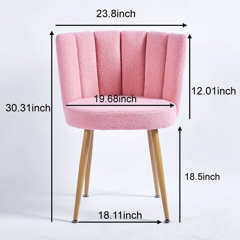 Modern Dining Chair (Set of 2) With Iron Tube Wood Color Legs, Shorthair Cushions And Comfortable Backrest, Suitable For Dining Room, Living Room, Cafe, Simple Structure by HouseOfZazla