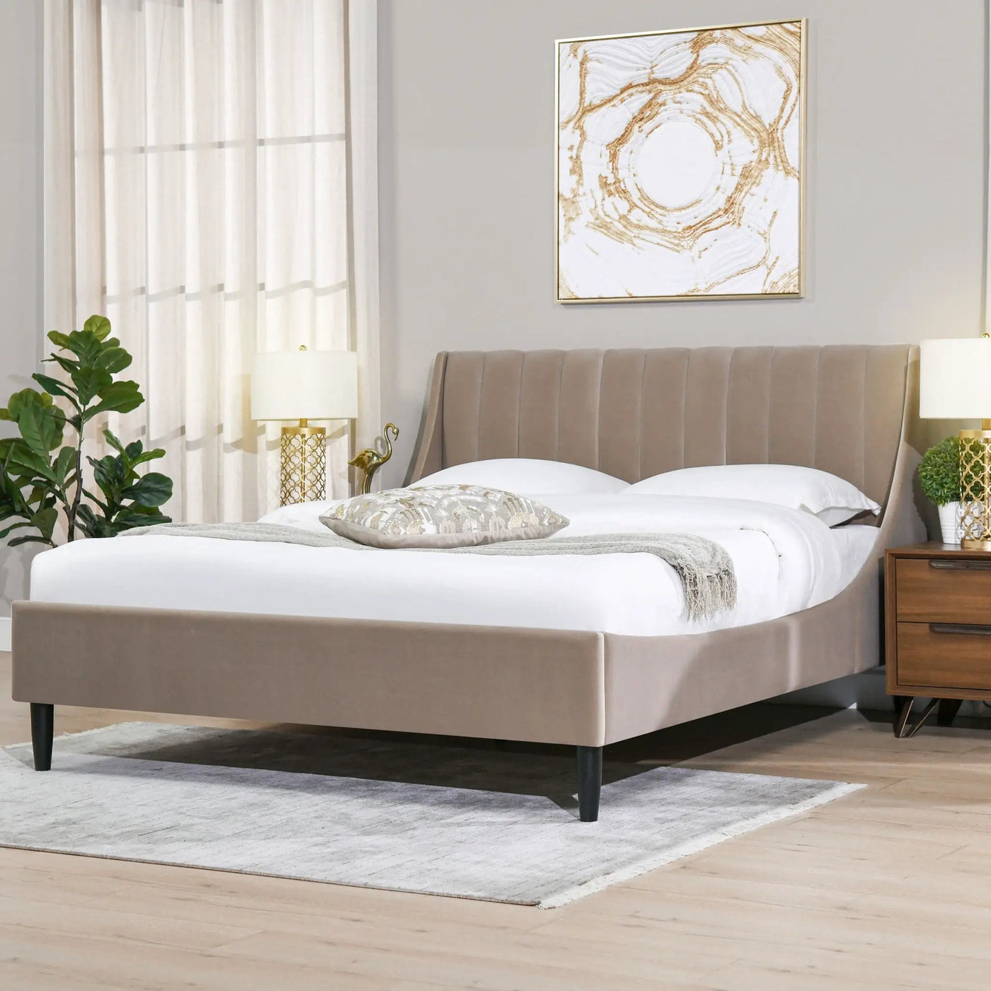 Aspen - Vertical Tufted Modern Headboard Platform Bed Set by HouseOfZazla