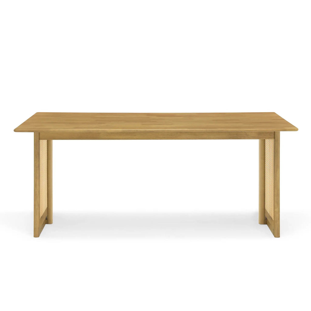 Natural Rubber Wood Dining Table with Rattan Accents by HouseOfZazla