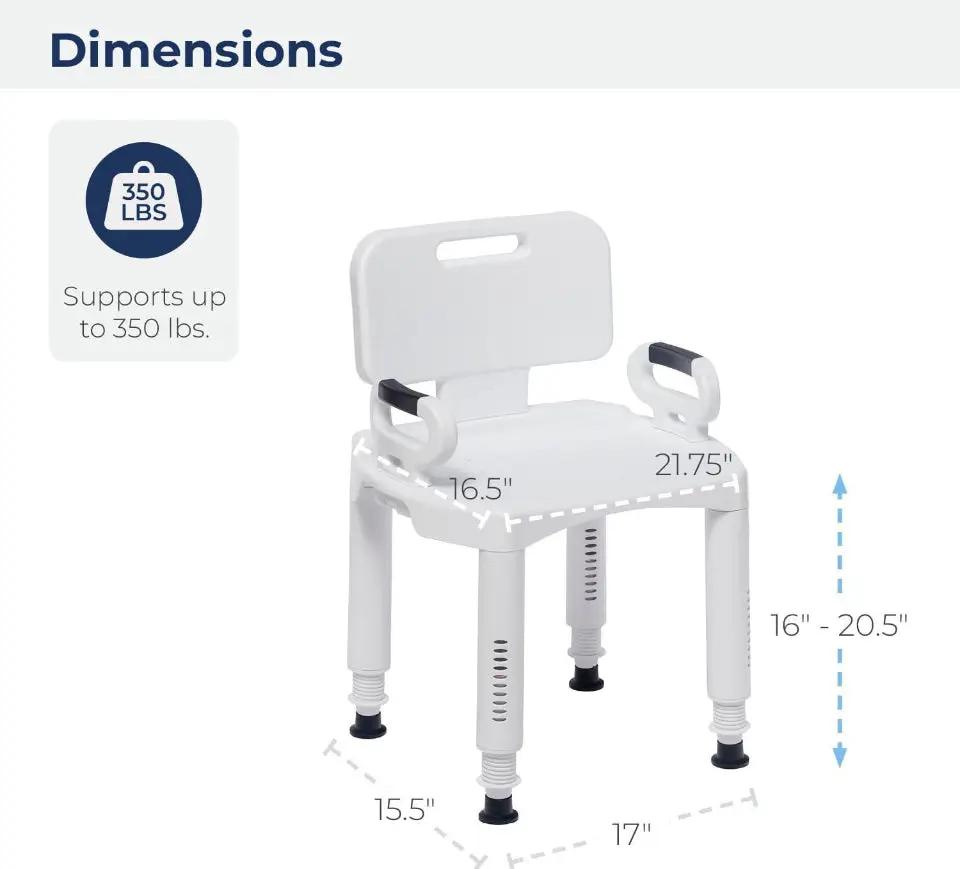 Drive Medical RTL12505 Shower Chair with Back and Arms by Selzalot