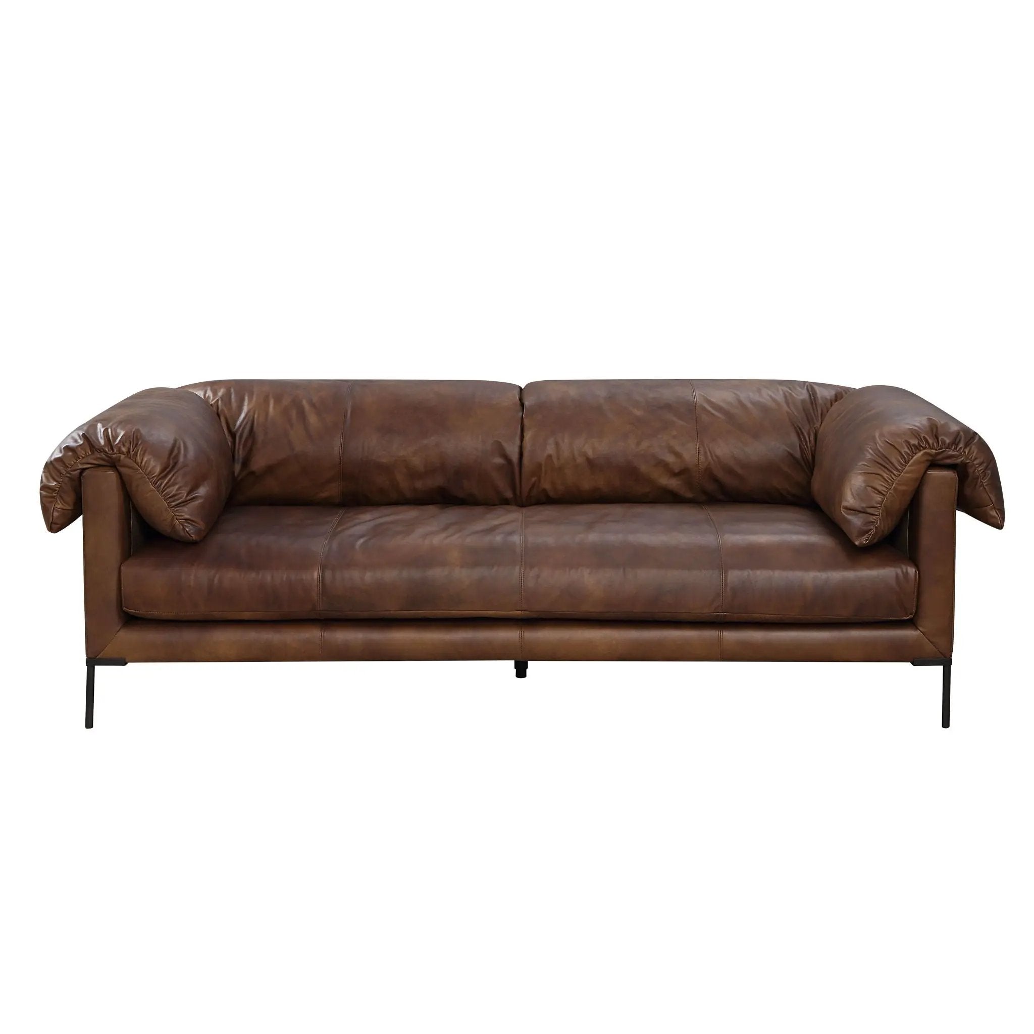 Jaron - Top Grain Leather Sofa - Mocha by HouseOfZazla