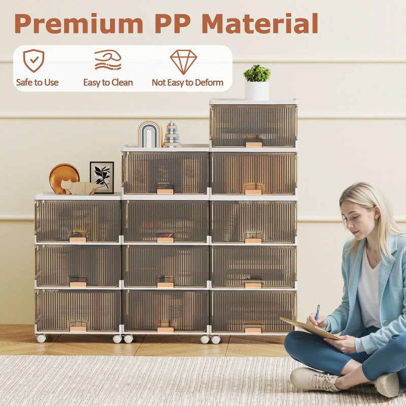 3/4/5/6-Cube Stackable Storage Bins with Detachable Wheels by DirectDeals