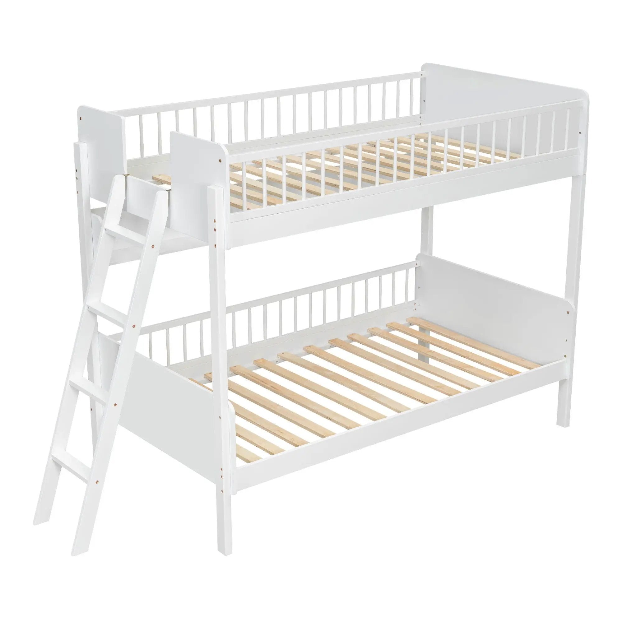 Bunk Bed With 3 Storage Shelves, Adjustable Ladder Left Or Right by Unique Piece Furniture