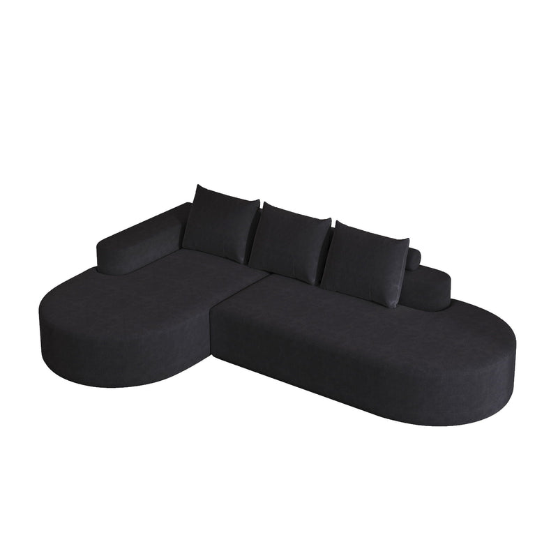 Modern Curved Sofa, L-Shaped Modular Sectional Set With 3 Pillows by HouseOfZazla