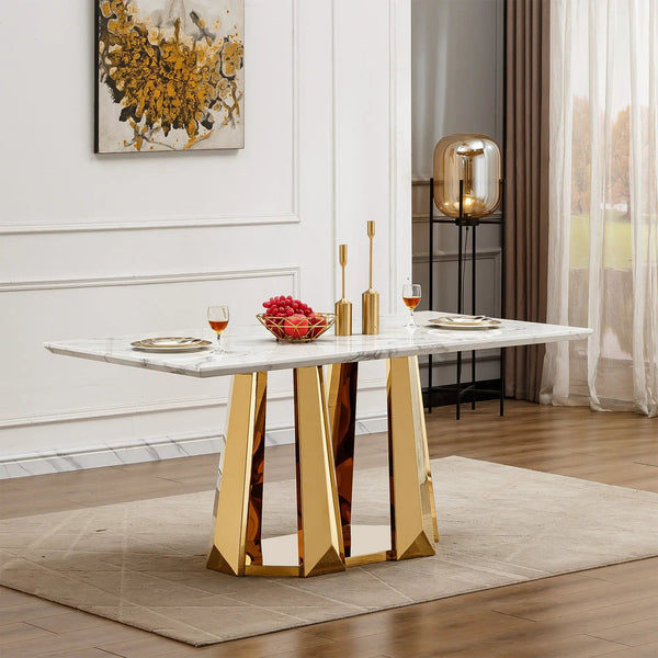 70'' Faux Marble Dining Table for 6 People, photo 2 of 10