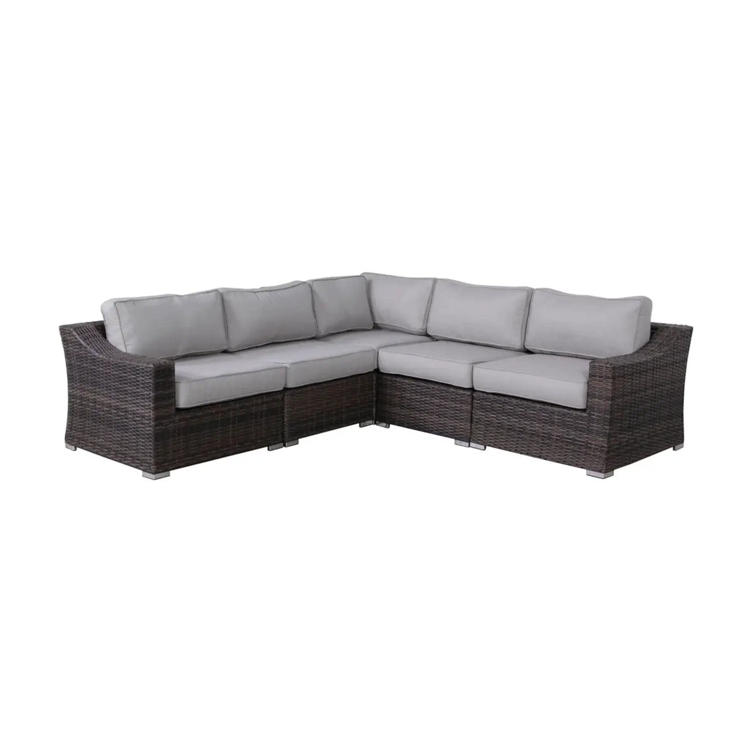 Contemporary Outdoor Rattan Wicker Sectional Seating Group With Cushions by HouseOfZazla