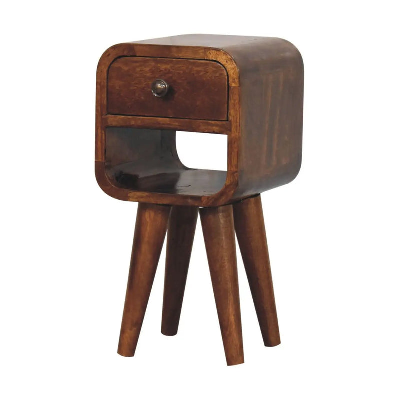 Solid Wood Extra Mini Chestnut Curve Lower Nightstand by HouseOfZazla