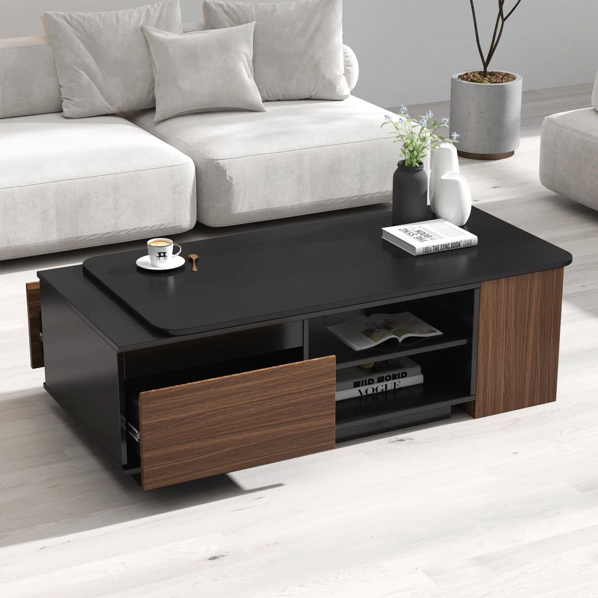 Extendable Coffee Table with 2 Storage Drawers by HouseOfZazla