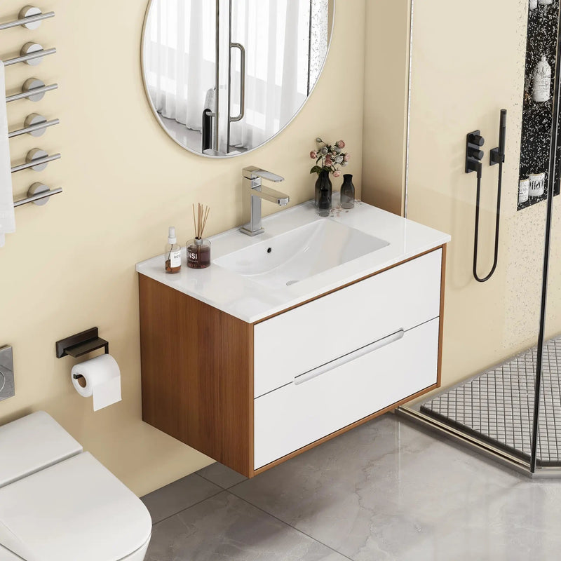 32-Inch Wall-Mounted Bathroom Vanity With Sink Combo by HouseOfZazla