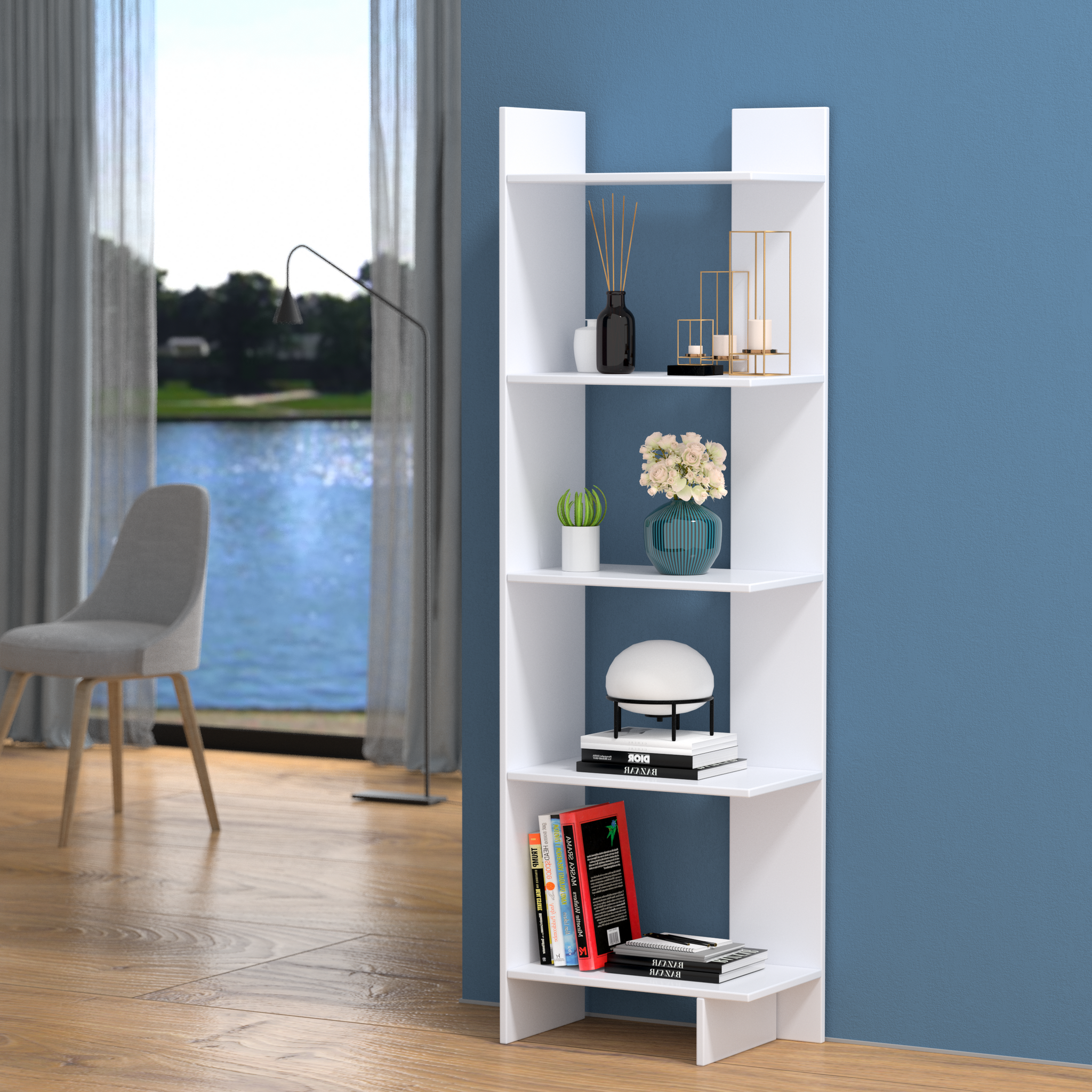 5-tier Freestanding Decorative Storage Display Bookshelf by DirectDeals