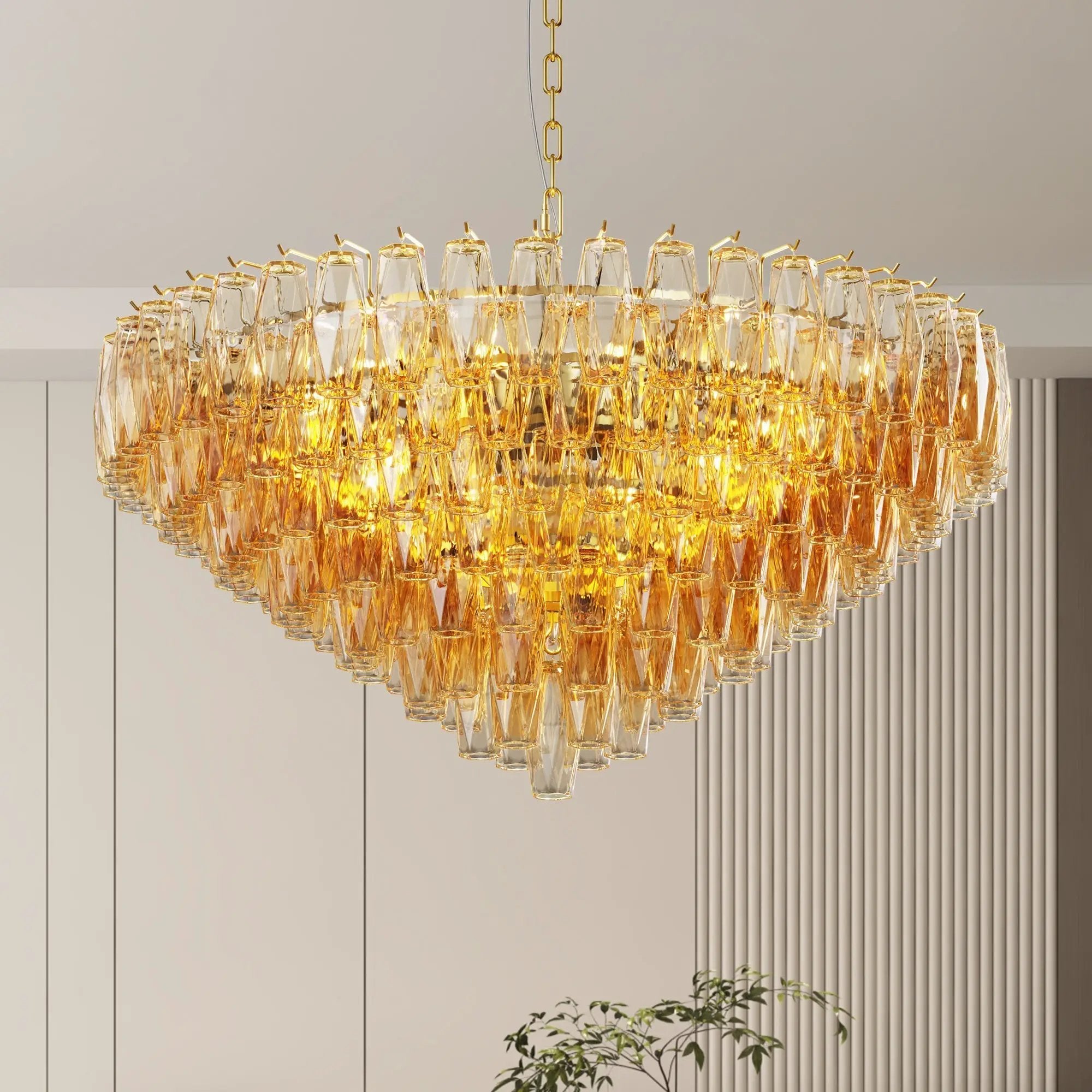 37" Extra Large 14-Light Gold Modern Round Chandelier by HouseOfZazla