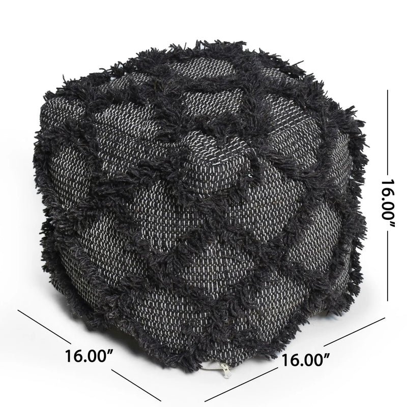Jumanji - Handcrafted Wool And Cotton Pouf - Brown by Unique Piece Furniture