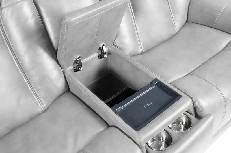 Sanibel - Power Console Loveseat - Wall Prox. Recliner With Power And Power Headrest And Lumbar, Wireless Charger by Unique Piece Furniture