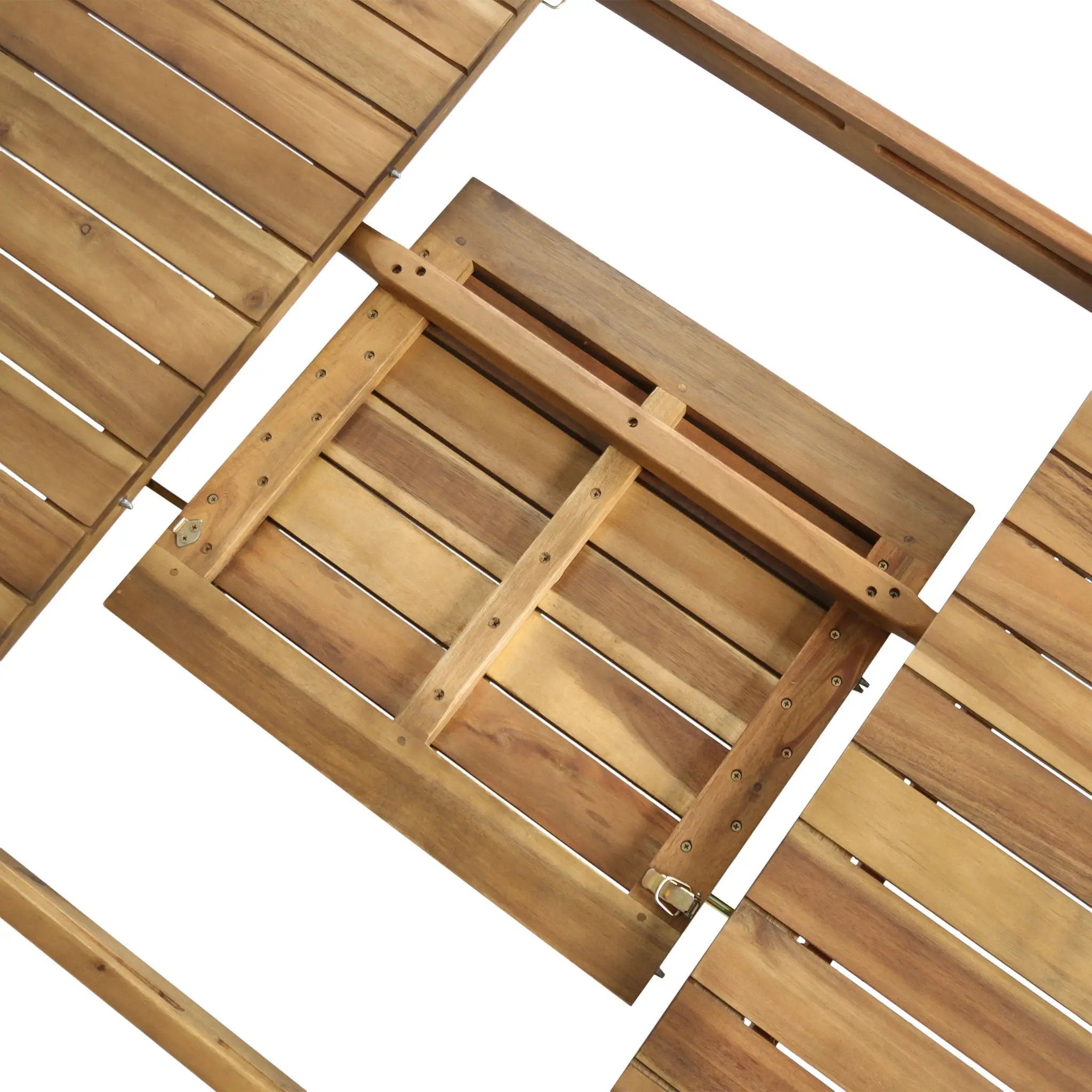 Wilson Expandable Dining Table With Slat Design - Teak Acacia Wood by HouseOfZazla