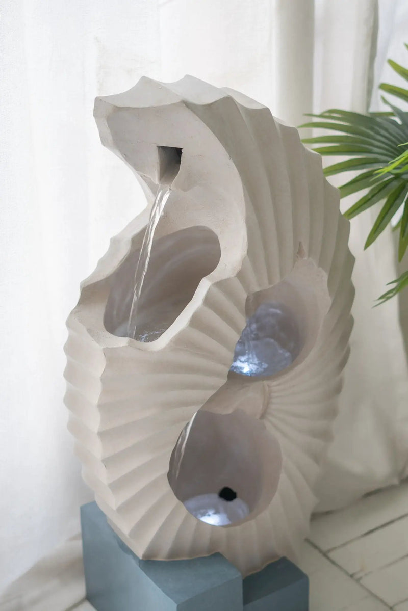Abstract Water Fountain With Base With Light, For Indoor And Outdoor - White / Blue by HouseOfZazla