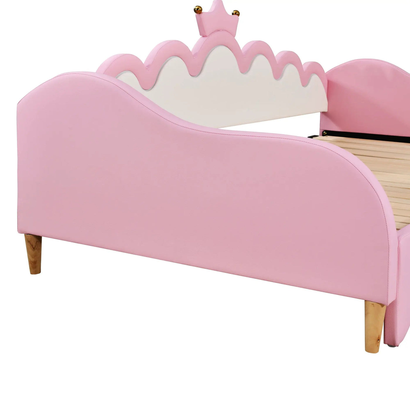 Extending Daybed With LED Lights, Modern Upholstered Princess Daybed With Crown Headboard by HouseOfZazla
