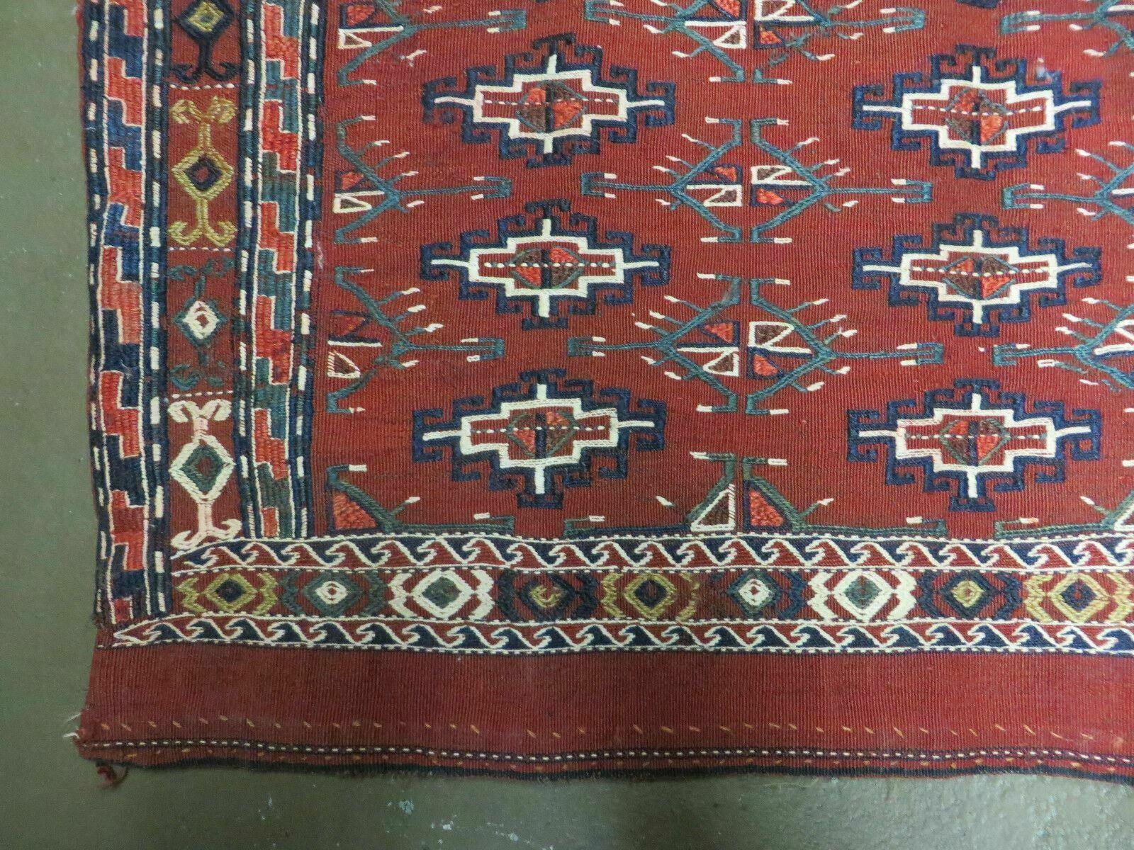 45" X 32" Antique Handmade Bokhara Turkoman Yomud Chuval Wool Rug Soumak NICE by Jewel Rugs