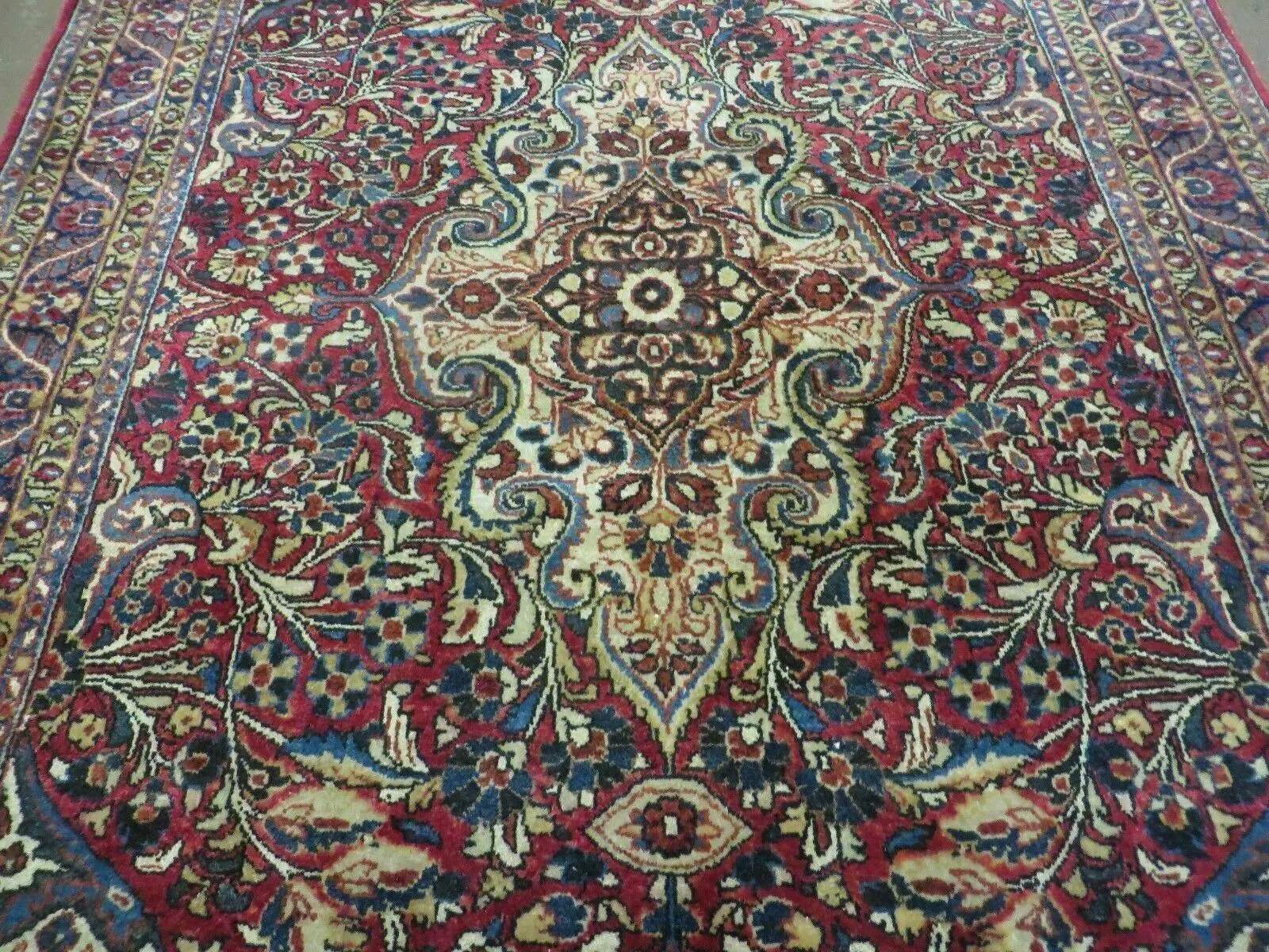 3' 5" X 5' Antique Handmade Indian Agra Fine Weave Wool Rug Organic dye Nice by Jewel Rugs